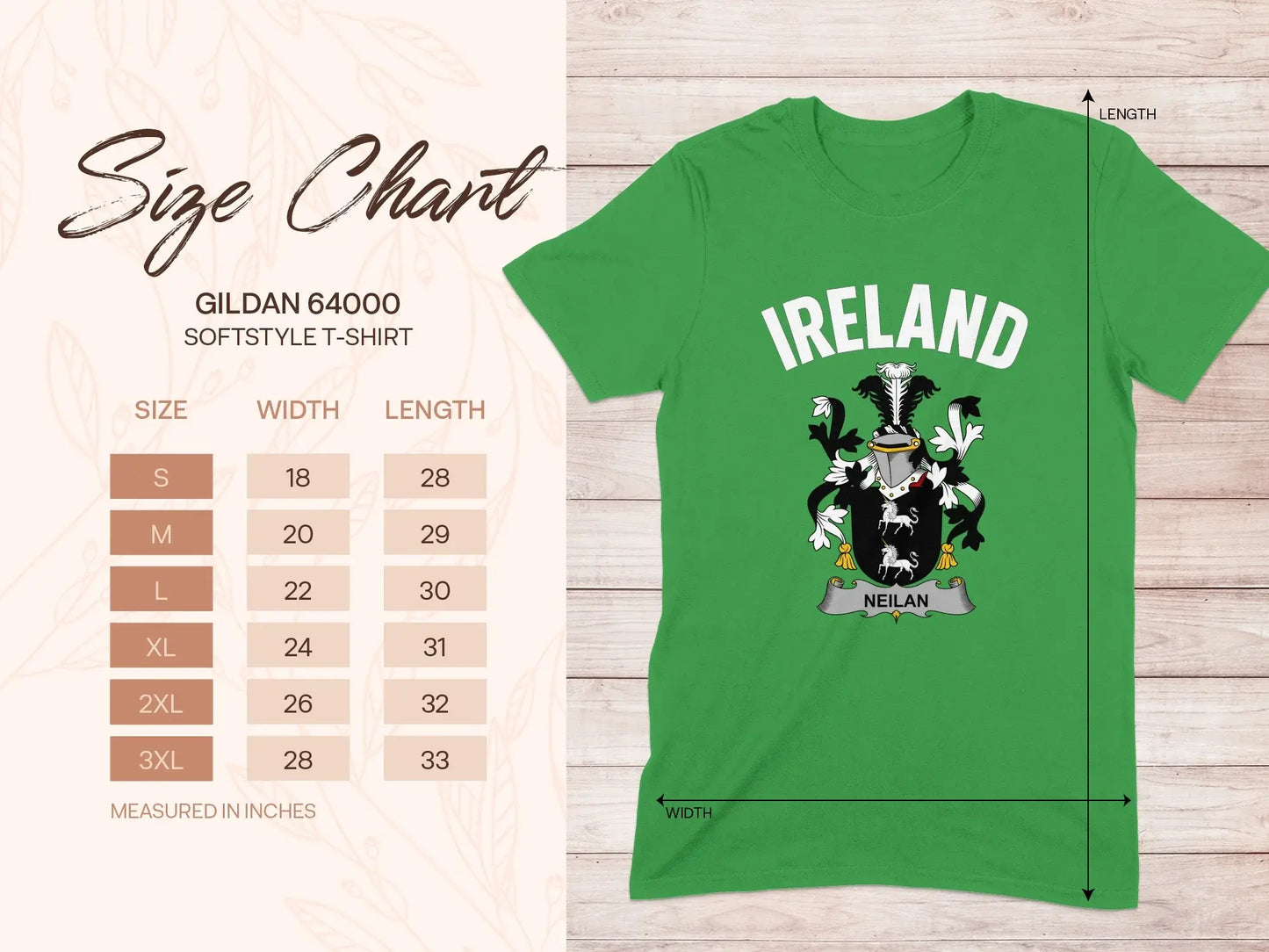 Ireland Neilan Crest Design Gildan 64000 Softstyle T-shirt