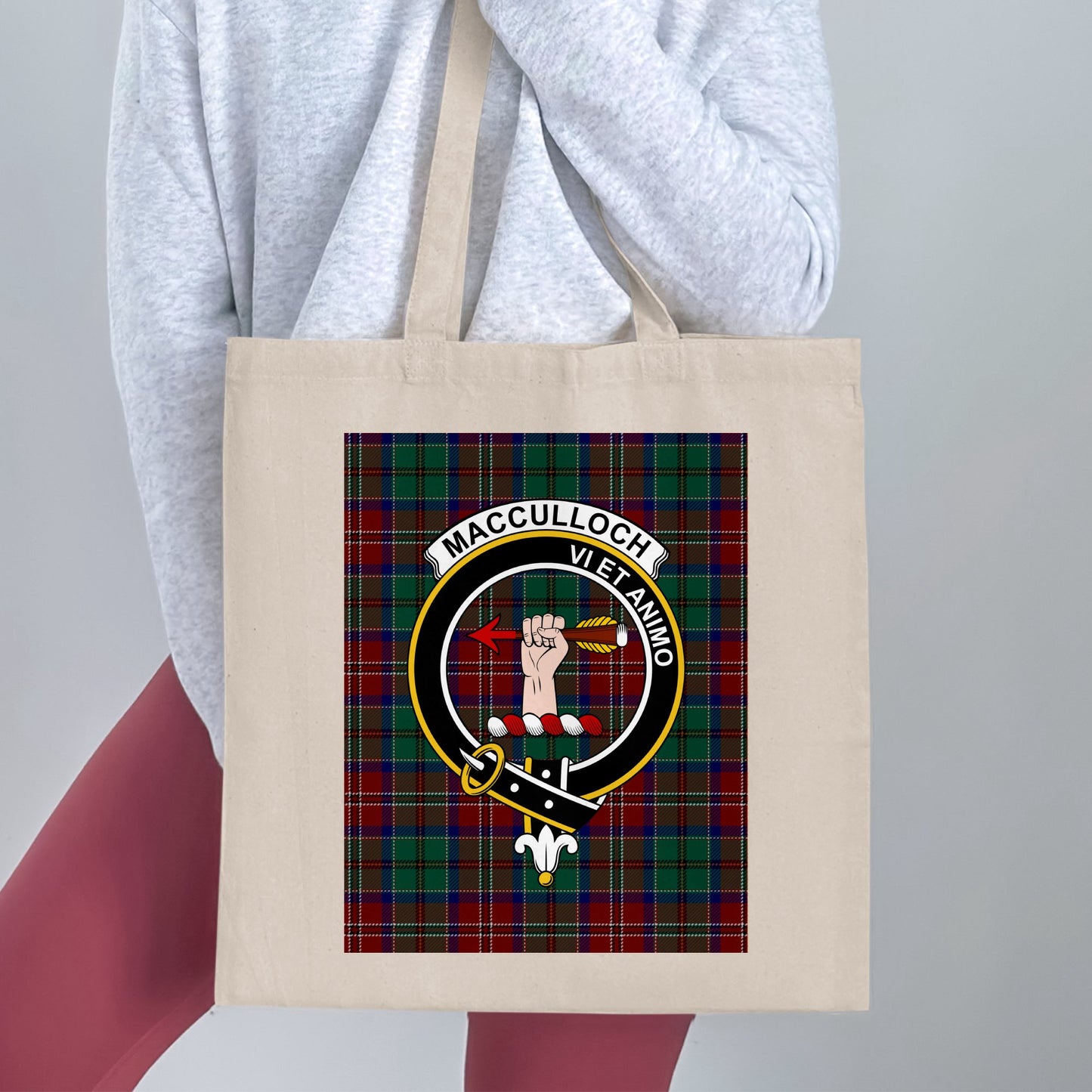 Clan MacCulloch Scottish Crest Tartan Tote Bag - Living Stone Gifts