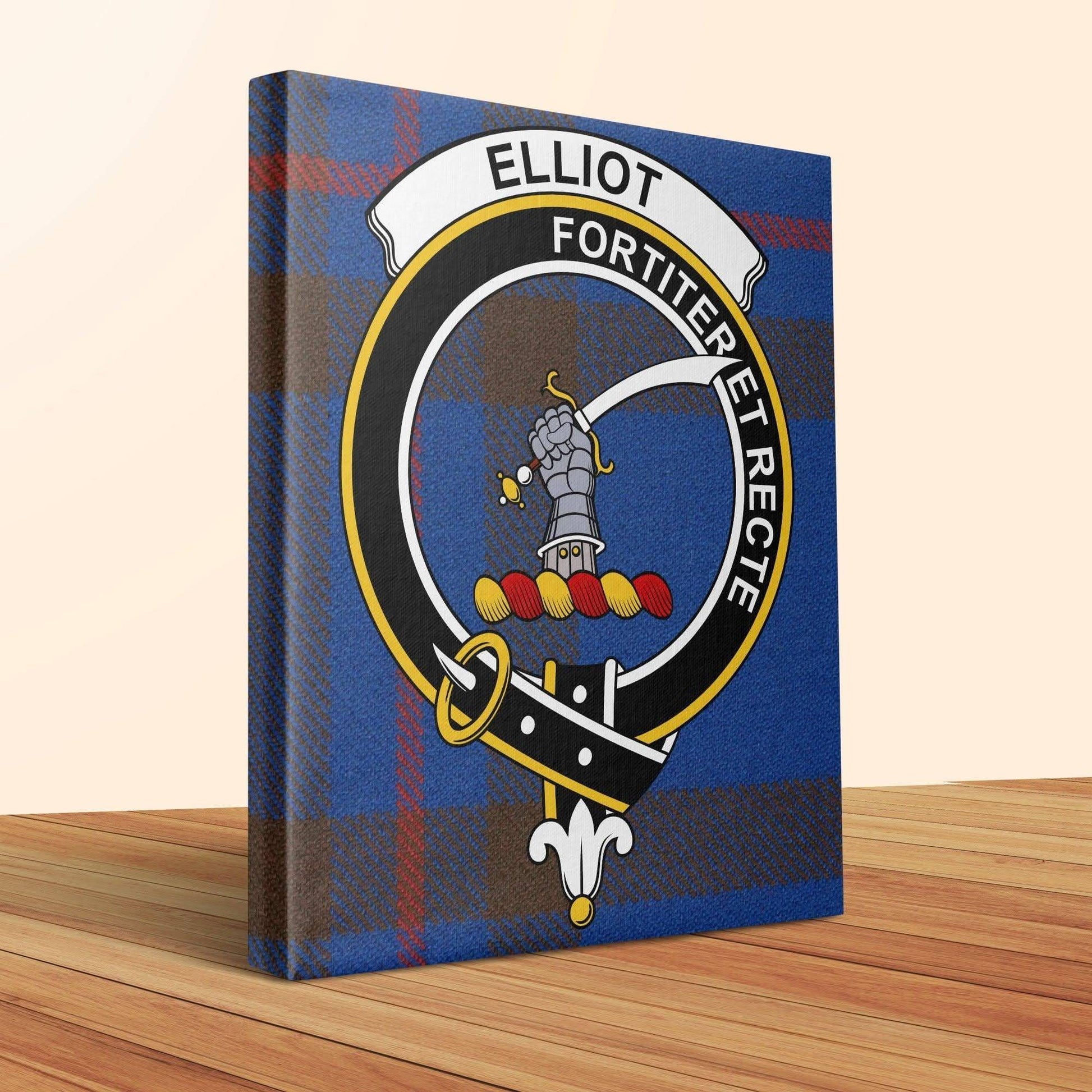 Elliot Scottish Clan Crest Tartan Poster Canvas Wrap - Celtic Ancestry Gifts