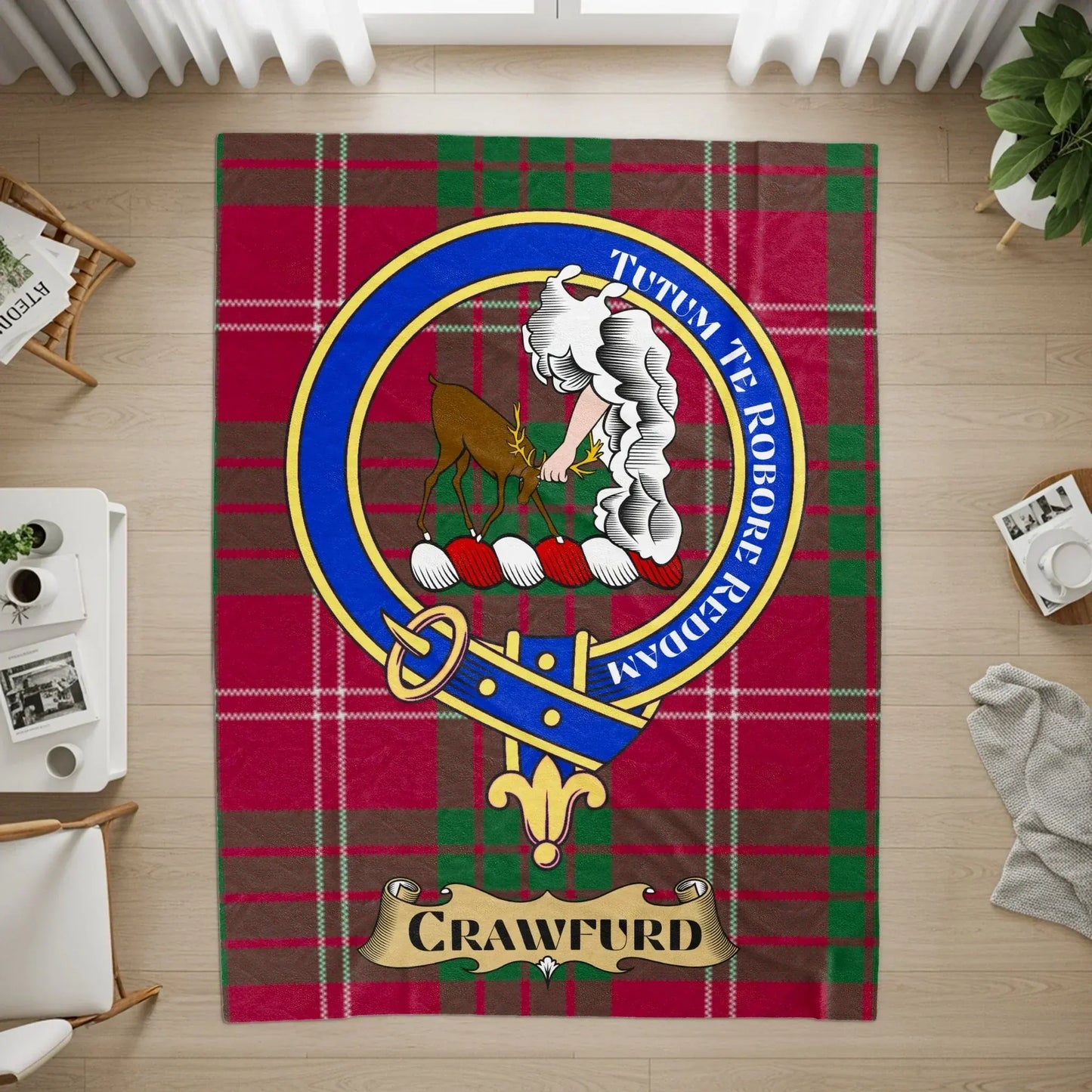 Crawfurd Clan Crest Tartan Blanket product