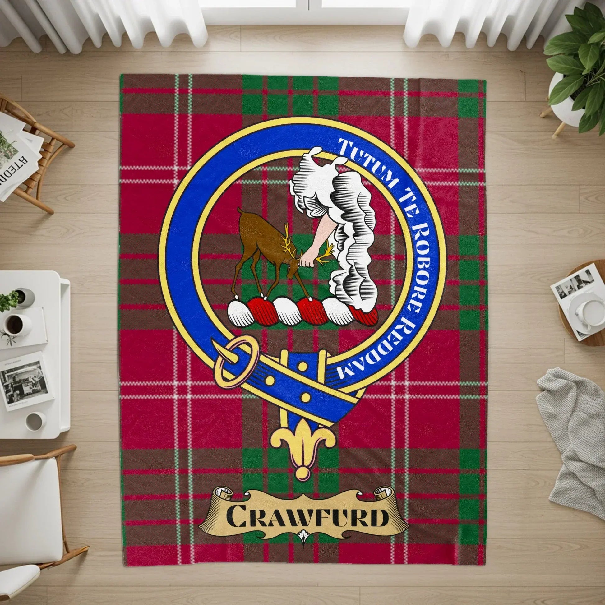 Crawfurd Clan Crest Tartan Blanket product