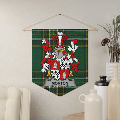 Morton Coat of Arms Green Plaid Tapestry Wall Hanging product