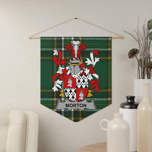 Morton Coat of Arms Green Plaid Tapestry Wall Hanging product