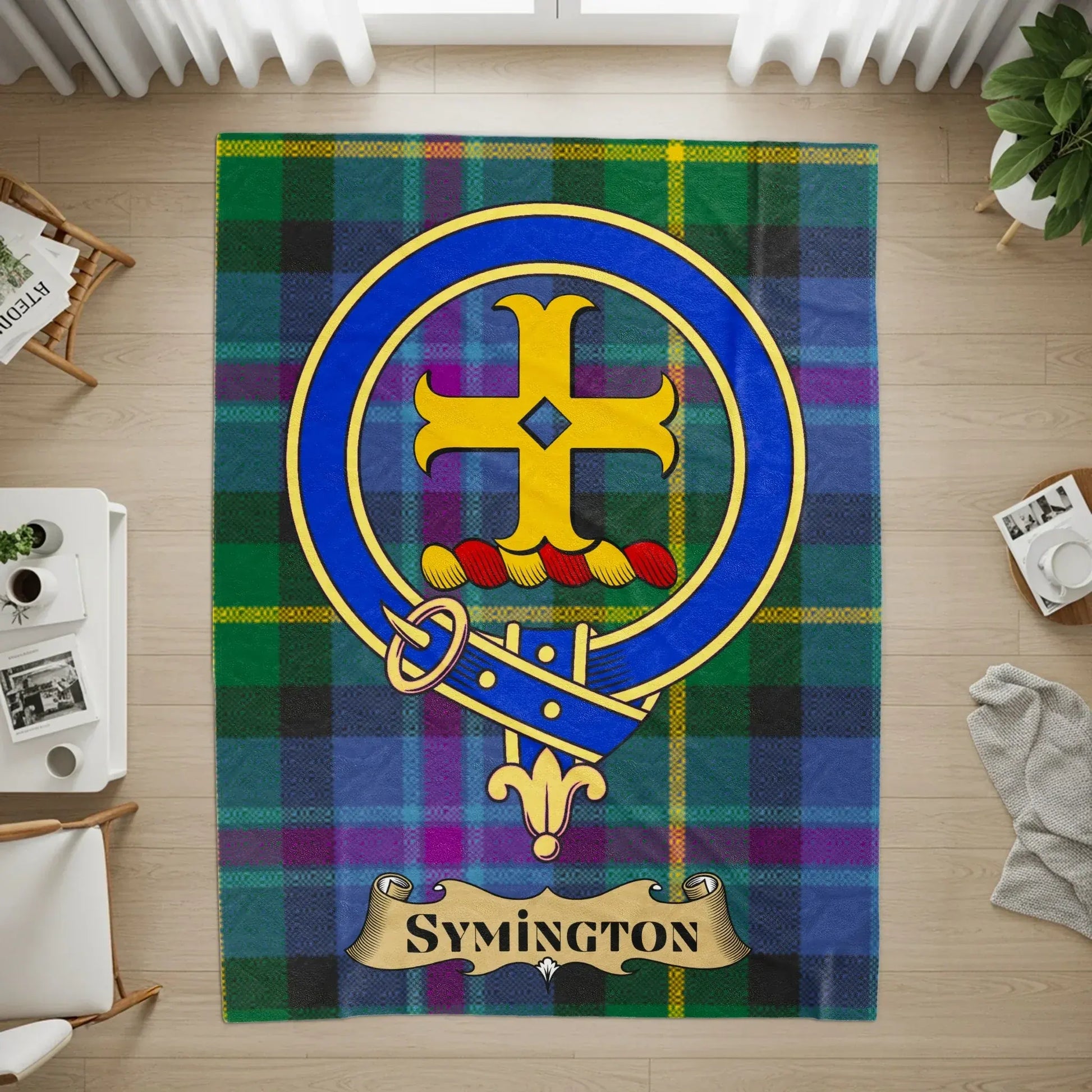 Symington Clan Badge Tartan Throw Blanket product