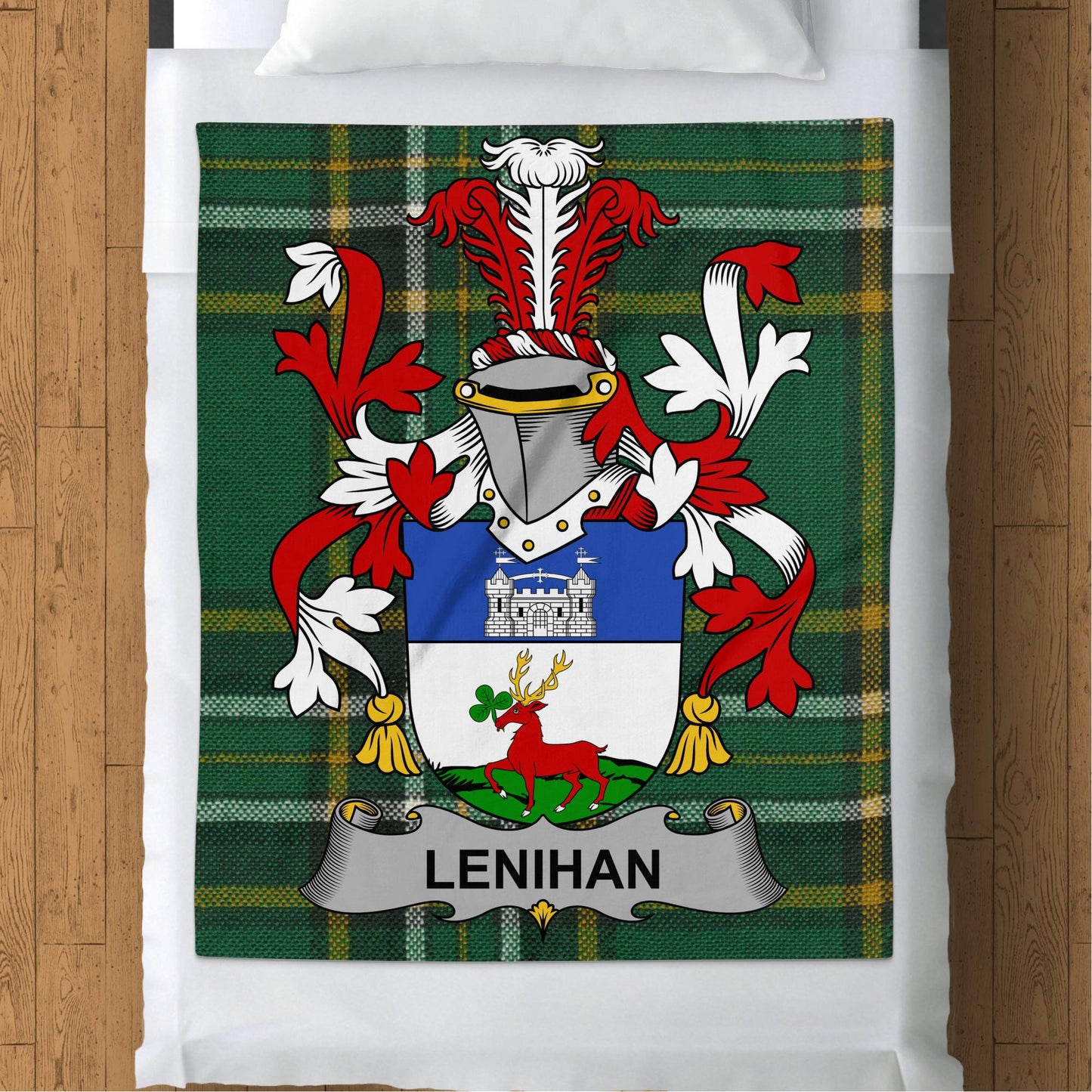 Lenihan Surname Irish Tartan Throw Blanket - Living Stone Gifts