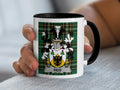 Reid family crest tartan mug — 11 oz ceramic with black handle, Fortitudine et Labore