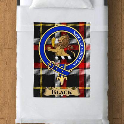 Black Scottish Tartan Clan Crest Throw Blanket - Living Stone Gifts