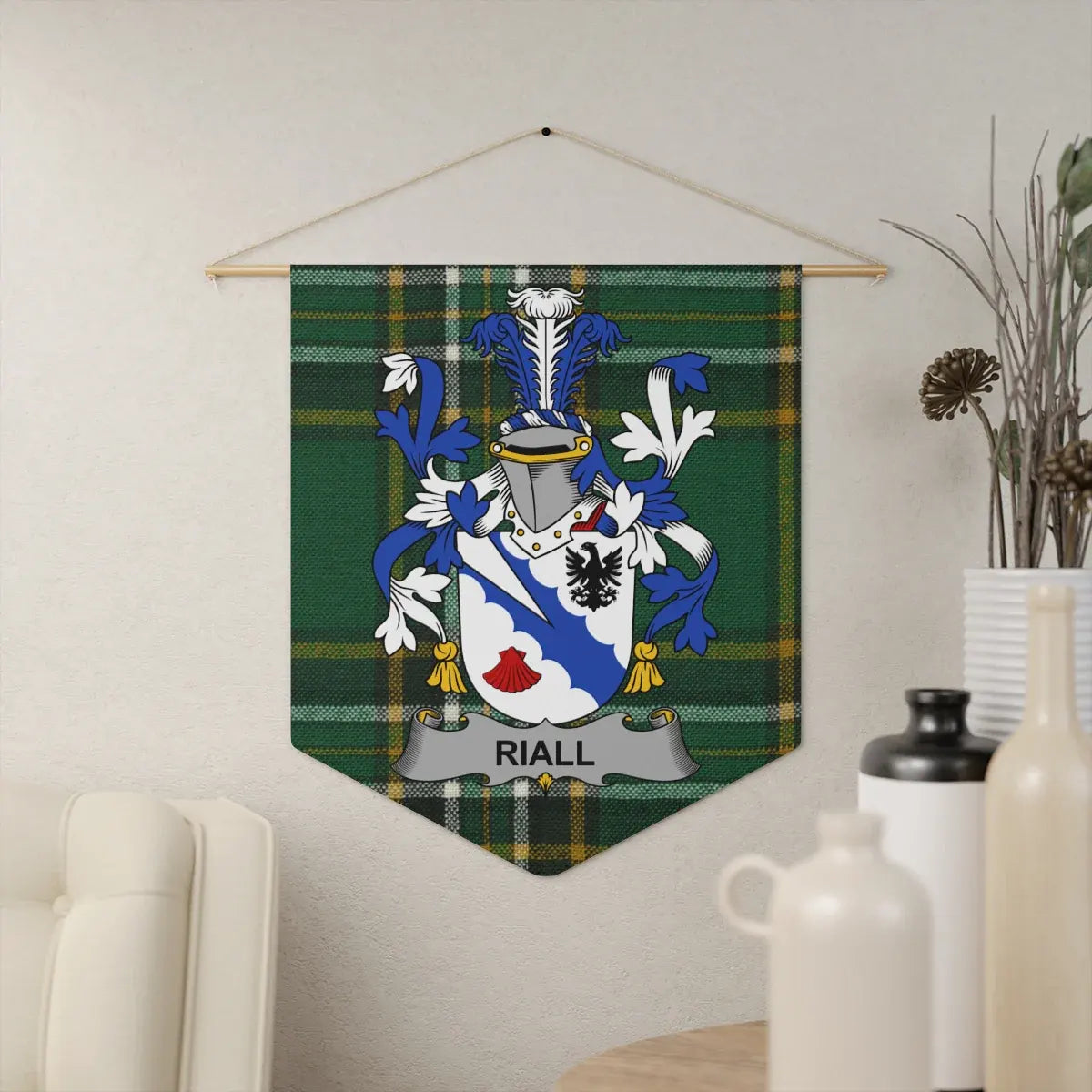 Riall Family Crest Tartan Plaid Banner Wall Product