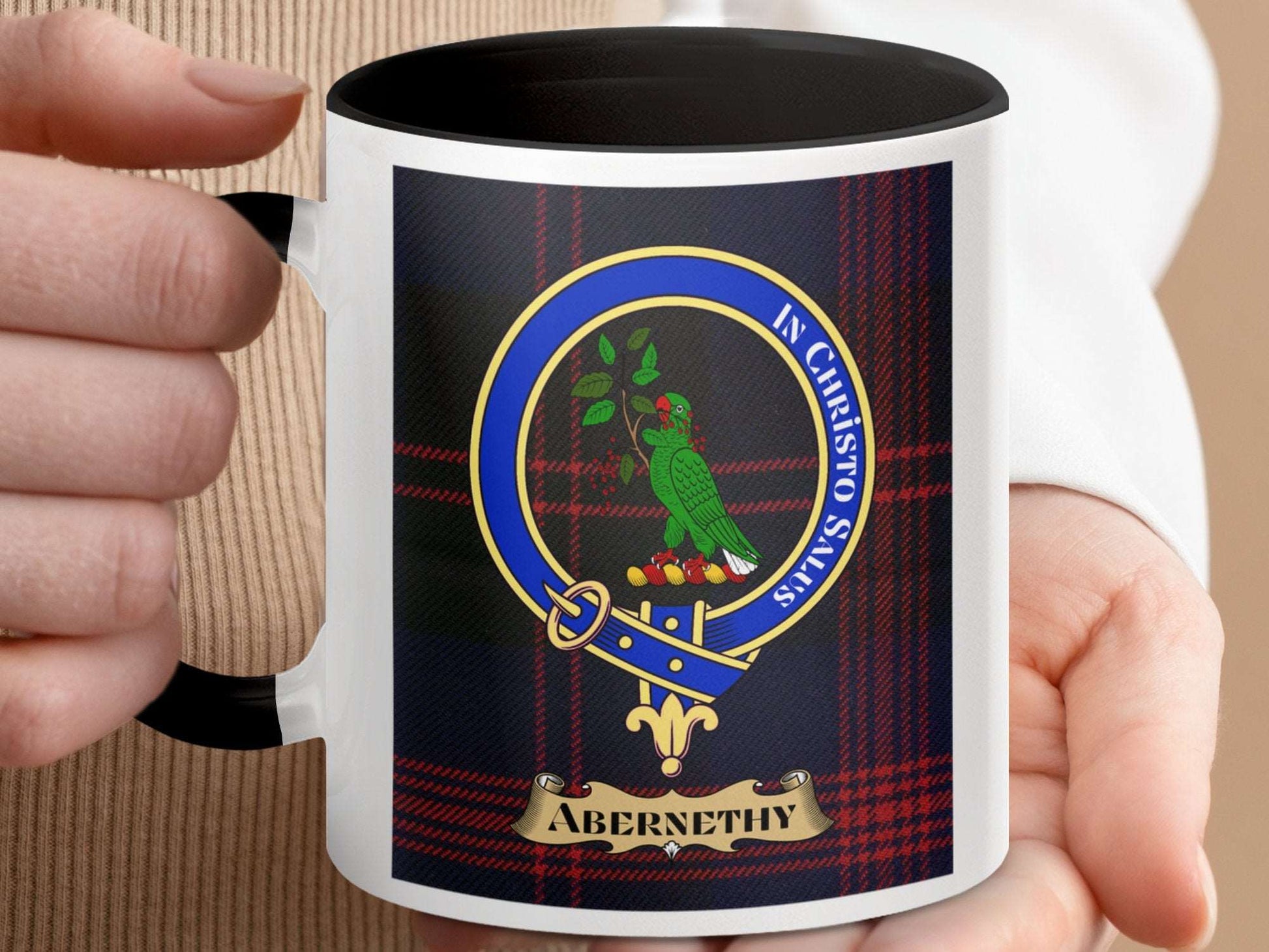 Abernethy Clan Crest Mug with Vibrant Scottish Tartan Design Mug - Living Stone Gifts