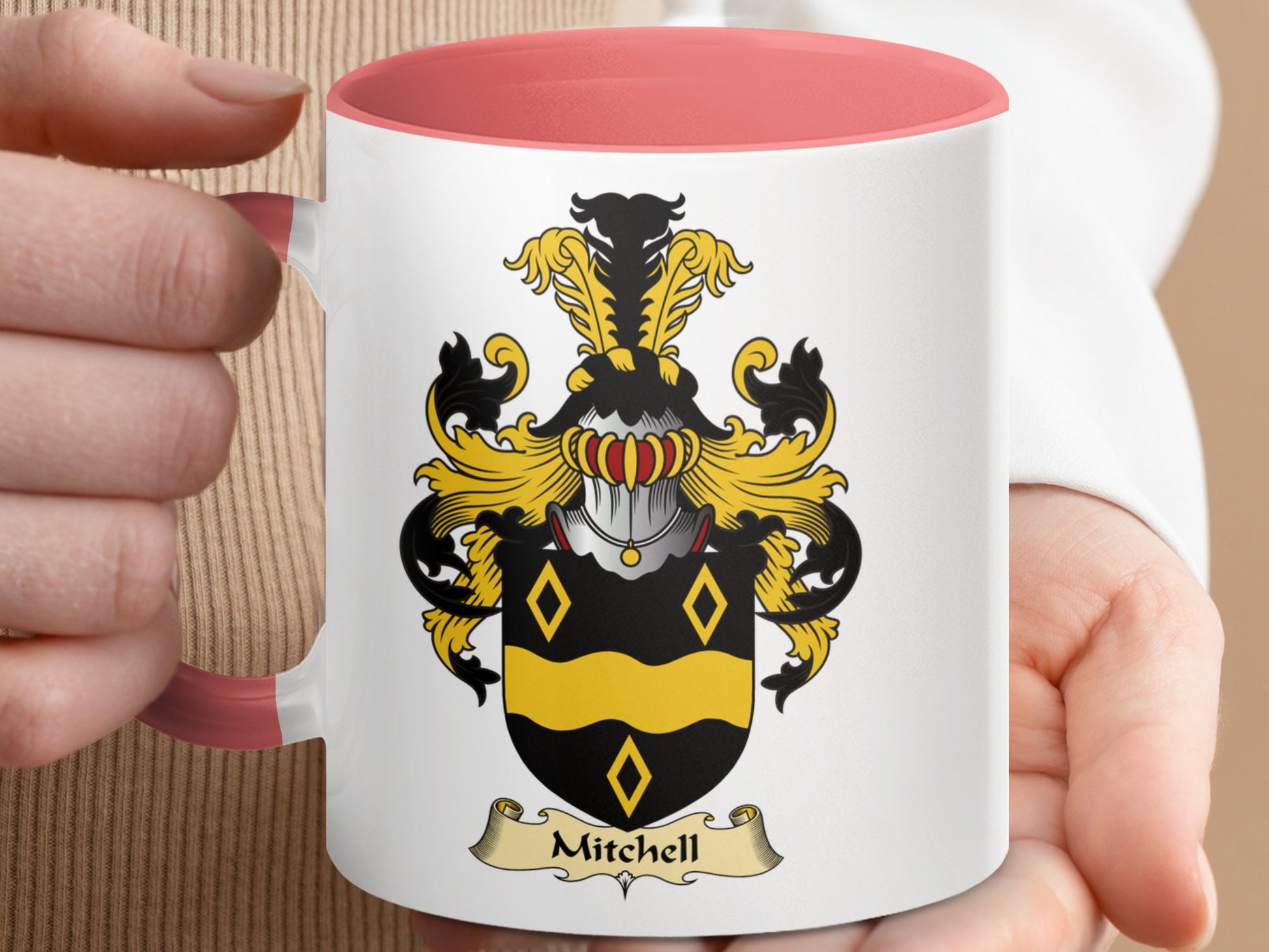 Mitchell Family Crest Coat of Arms Design Mug - Living Stone Gifts