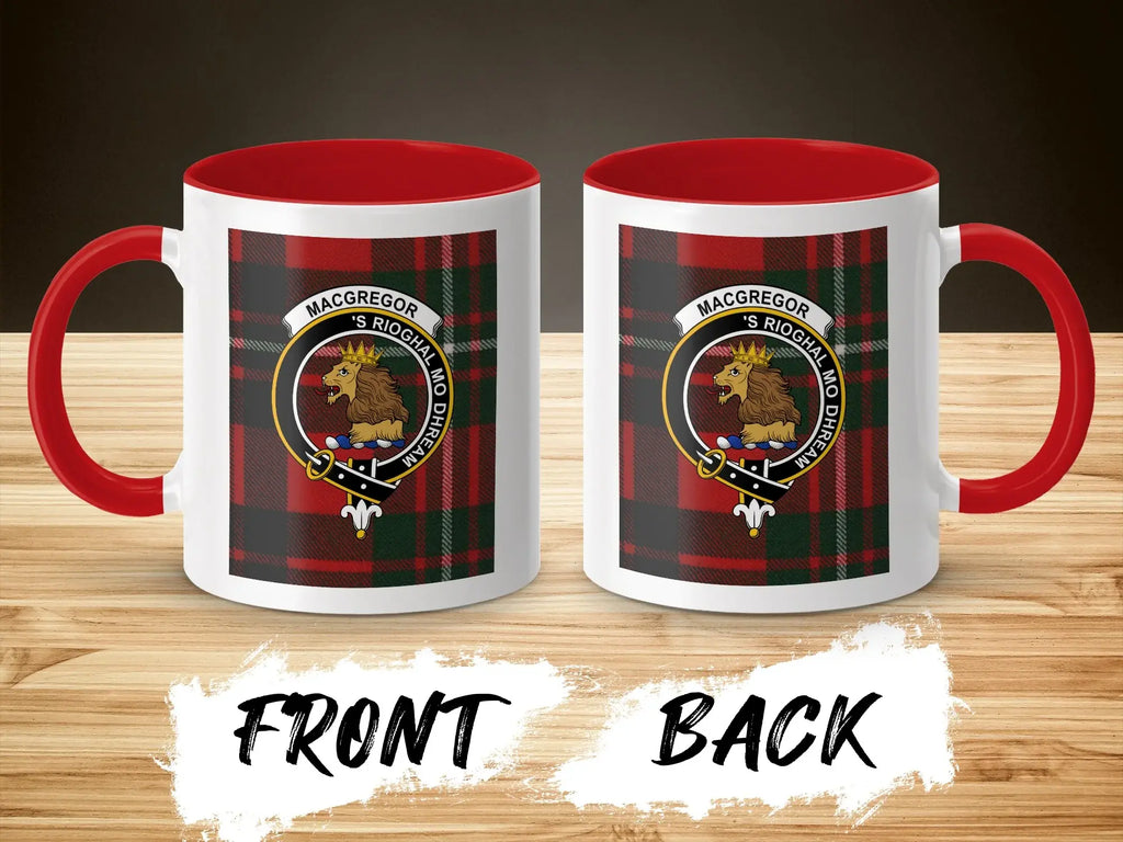 MacGregor clan tartan mug with crest design — clan design on 11oz glossy ceramic