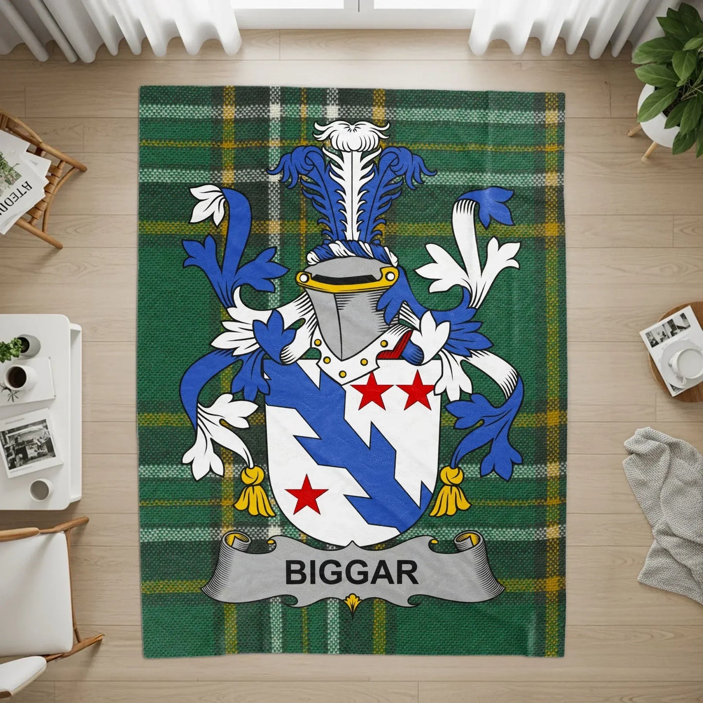 Unique Biggar Family Crest Tartan design rug product