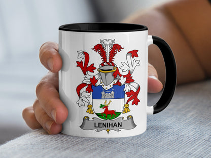 Lenihan Surname Irish Coat of Arms Crest Mug - Living Stone Gifts