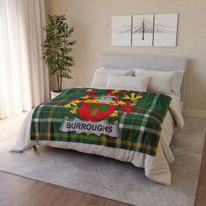 Personalized Family Name Crest Plaid Pattern Blanket product