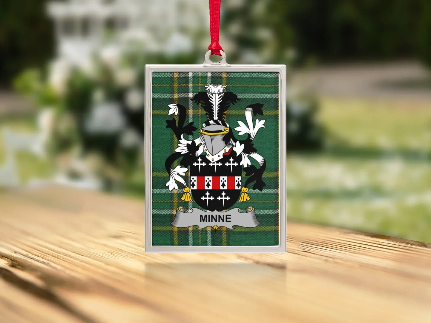 Minne Coat of Arms Engraved Glass Ornament product