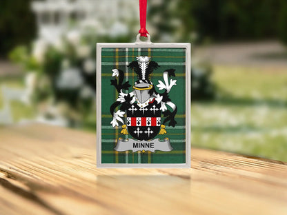Minne Coat of Arms Engraved Glass Ornament product