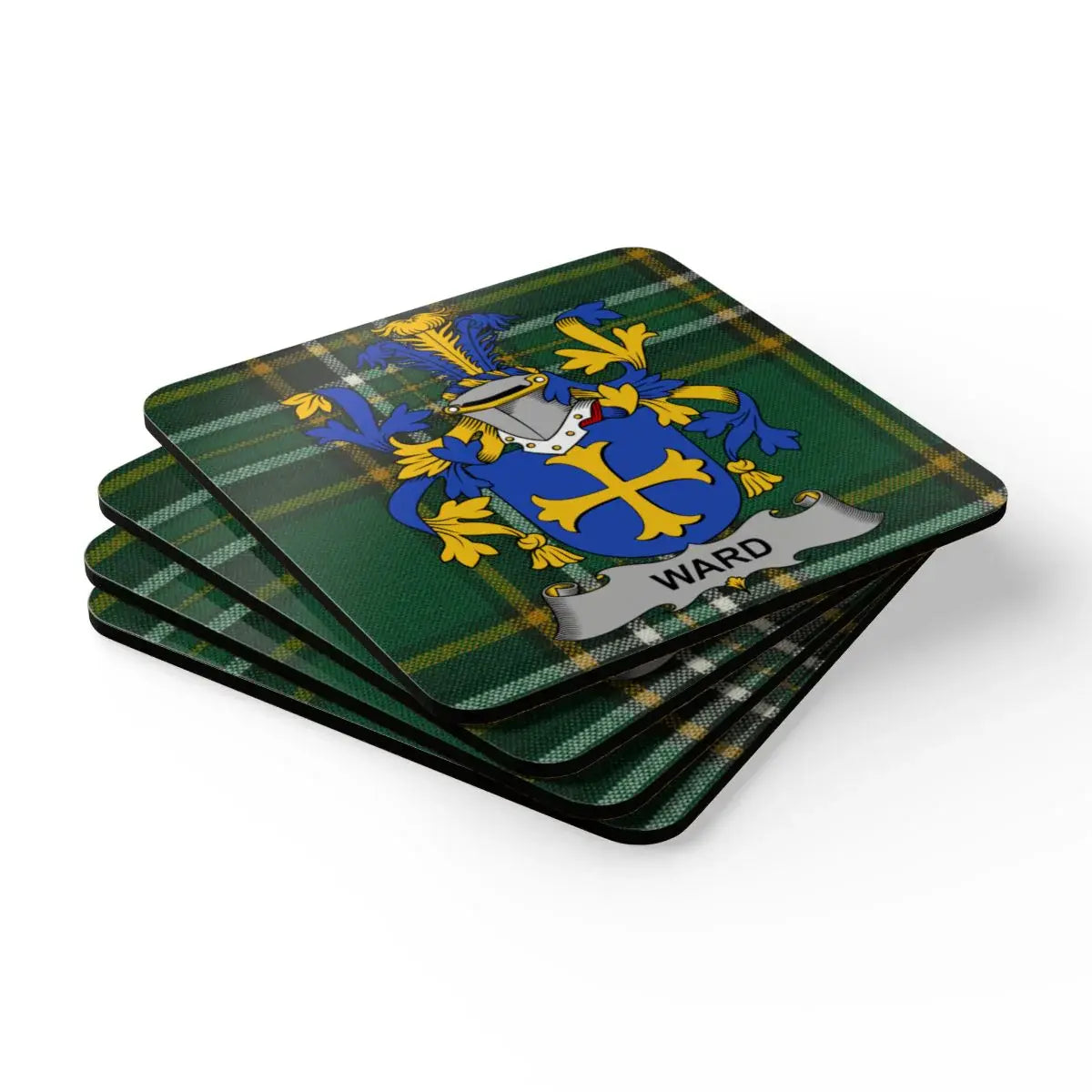 Tartan Pattern Ward Family Crest Coaster Set product type