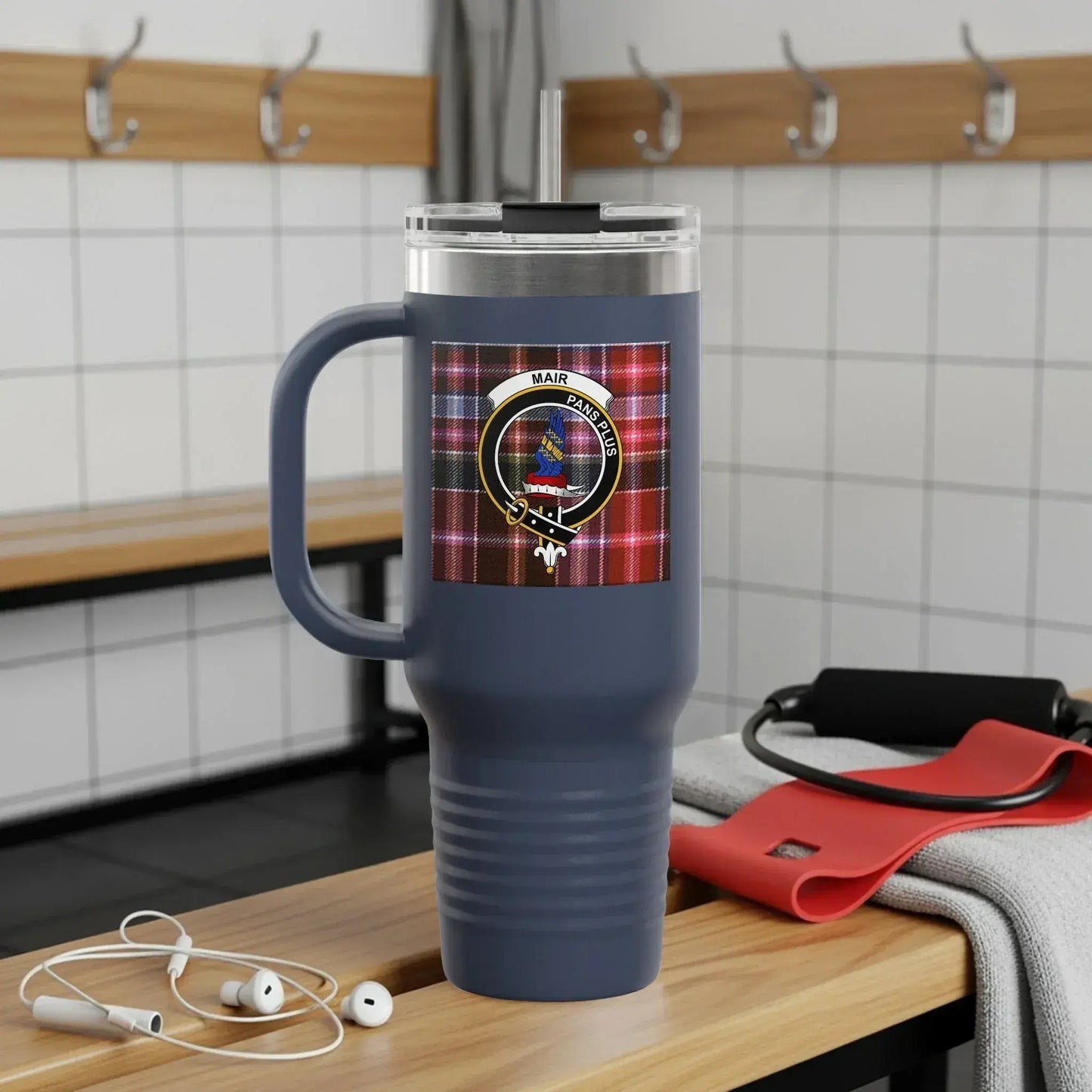 Tartan Stylish Insulated Travel Mug With Handle product