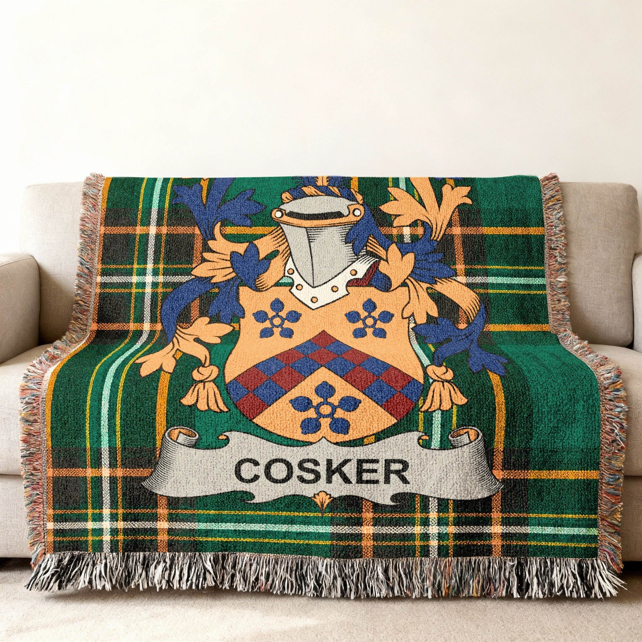 Cosker Family Crest Tartan Plaid Blanket product type