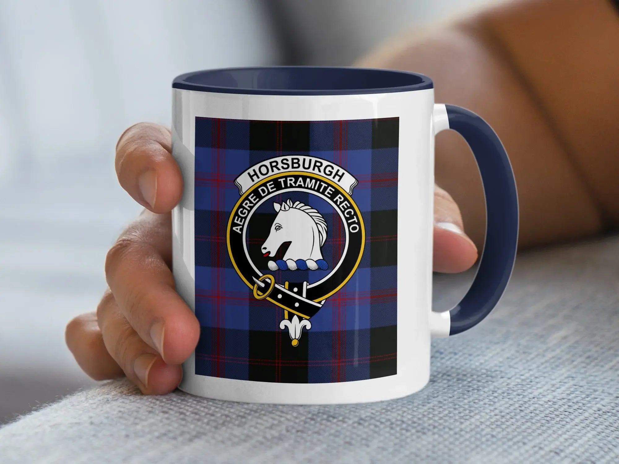 Horsburgh Family Crest Plaid Pattern Coffee Mug
