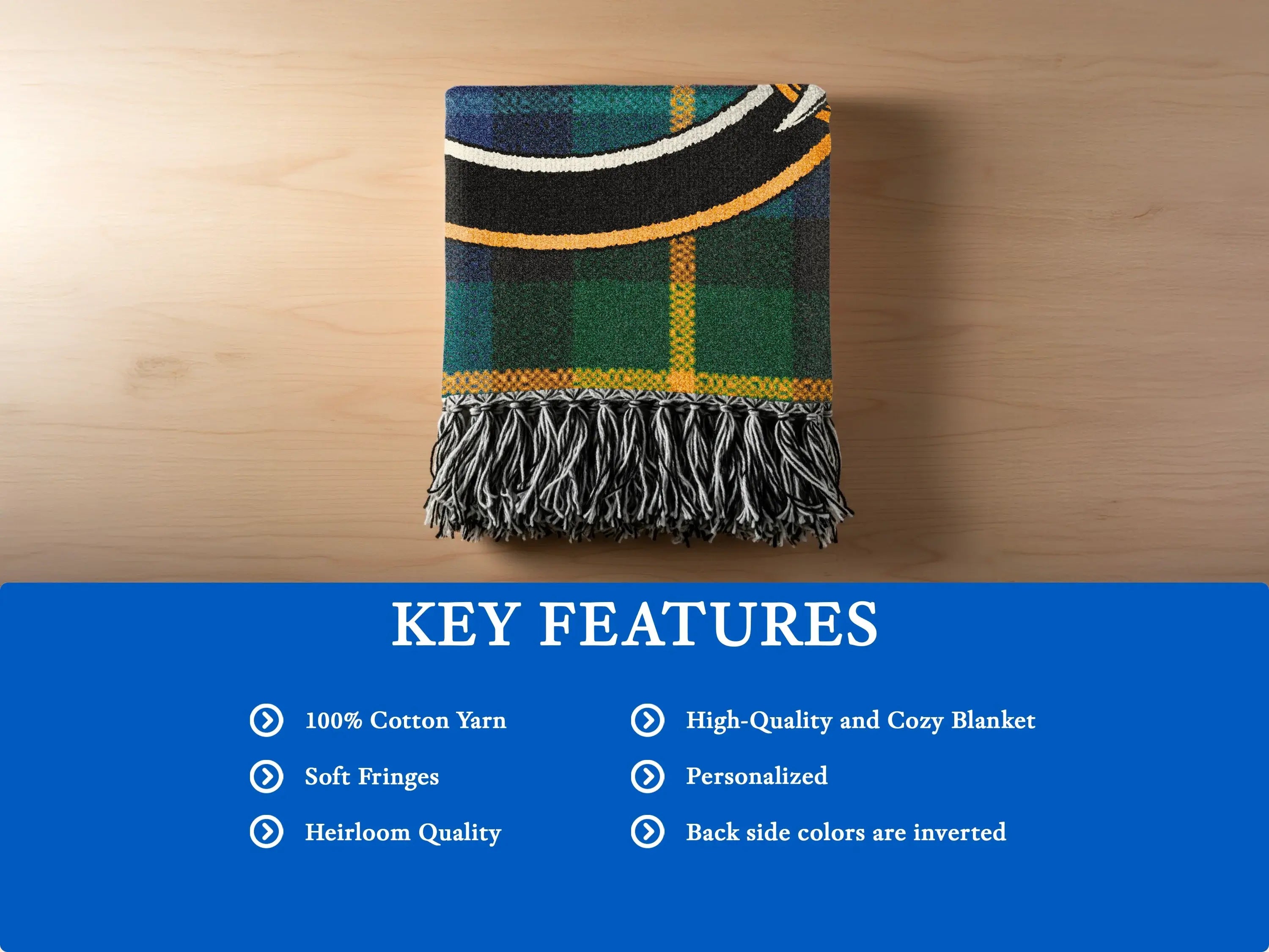 Close-up showing premium woven cotton quality and fringed blanket edges