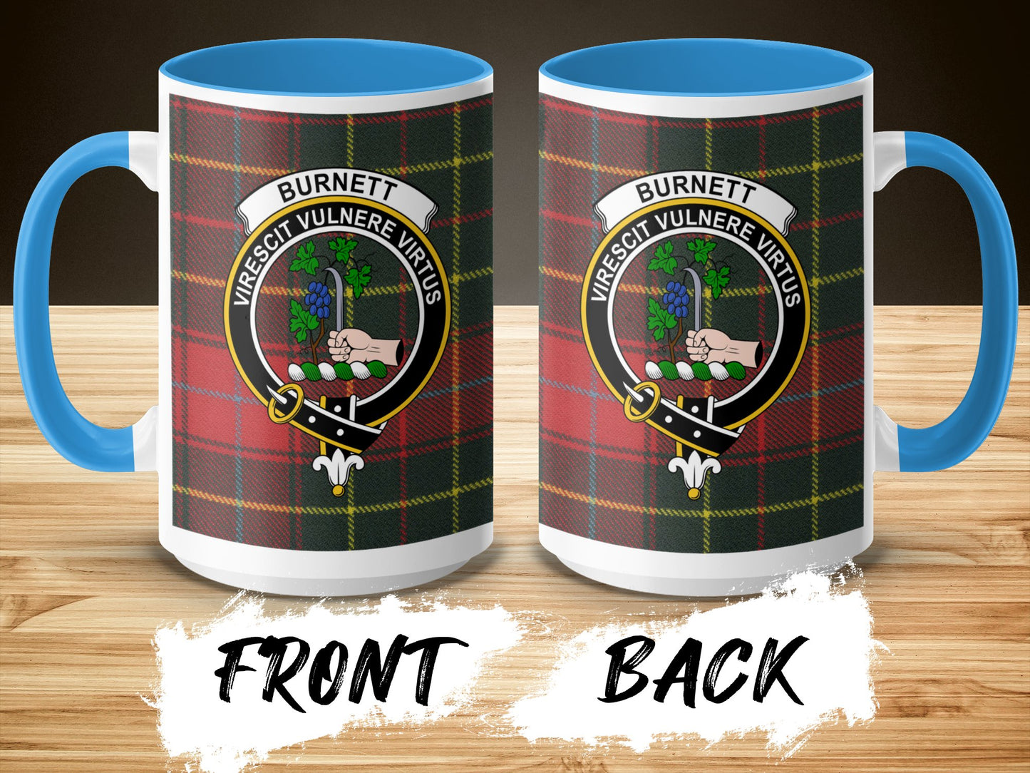 Unique Burnett Clan Crest Design Checkered Mug - Living Stone Gifts