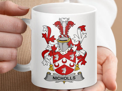 Nicholls Family Crest Emblem Design Mug - Celtic Ancestry Gifts