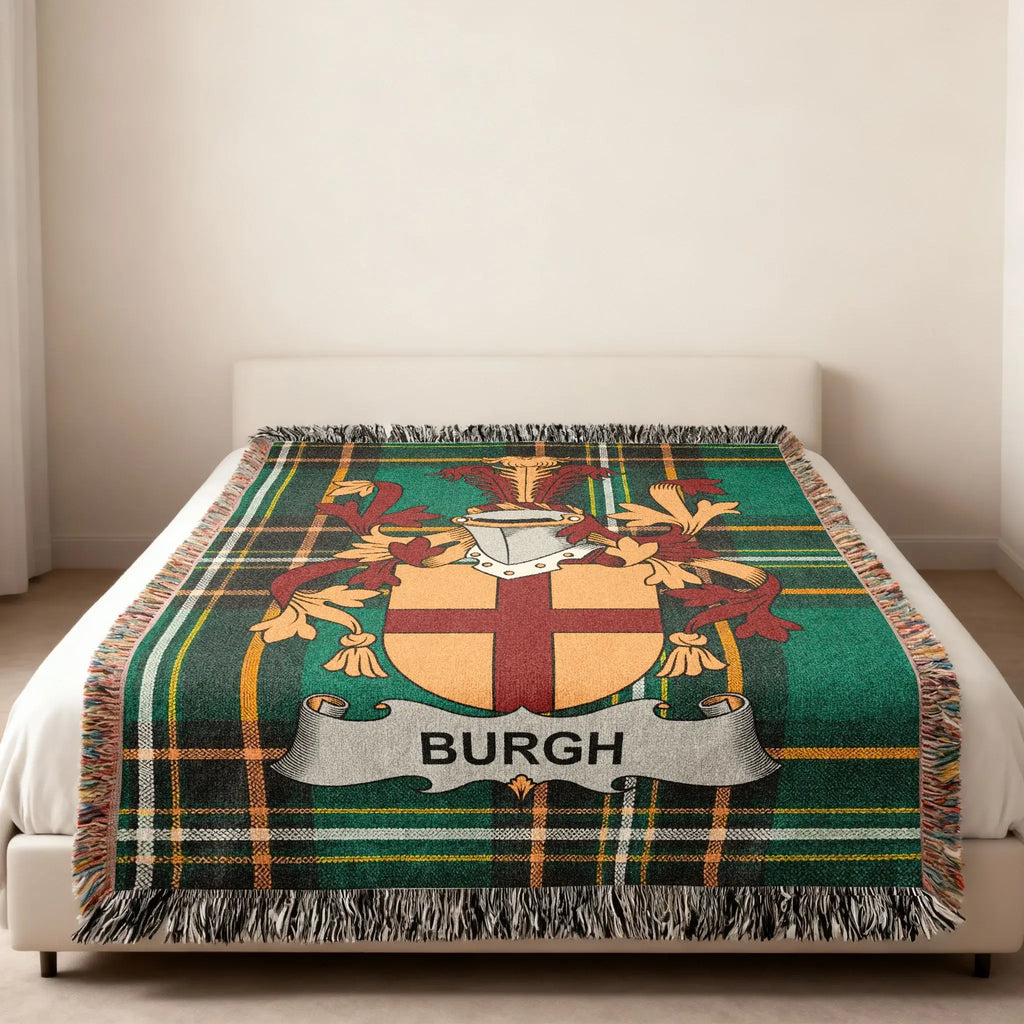 BURGH Family Crest Tartan Plaid Throw Blanket product type