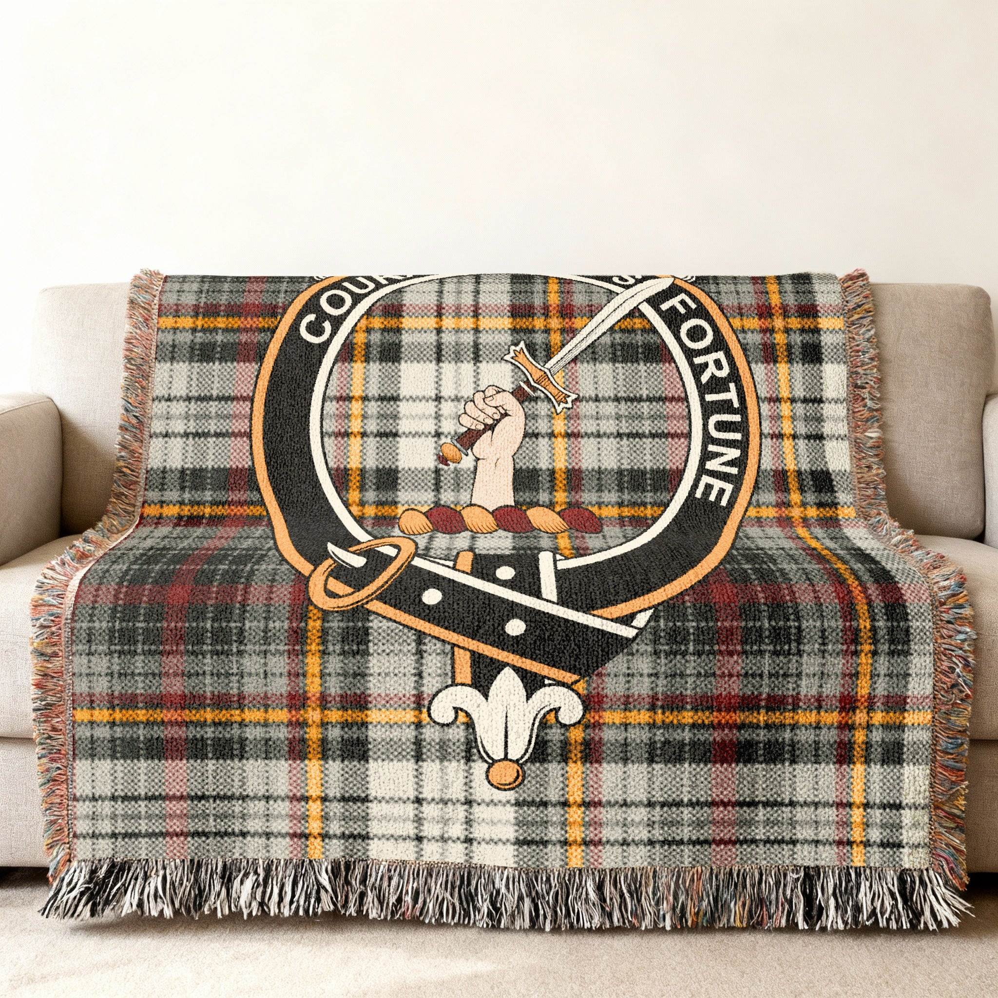 Clan Crest Tartan Throw Blanket Couch Sofa Decor