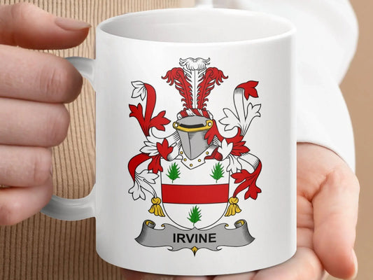 Irvine Family Irish Surname Crest Novelty Souvenir Mug - Celtic Ancestry Gifts