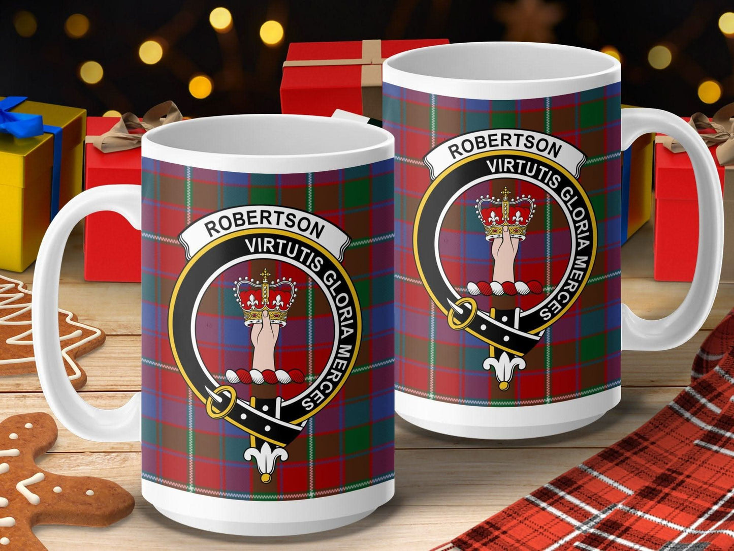 Robertson Virtutis Gloria Merces Plaid Mug product