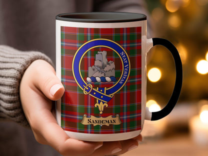 Sandeman Clan Scottish Tartan Crest Design Mug - Living Stone Gifts