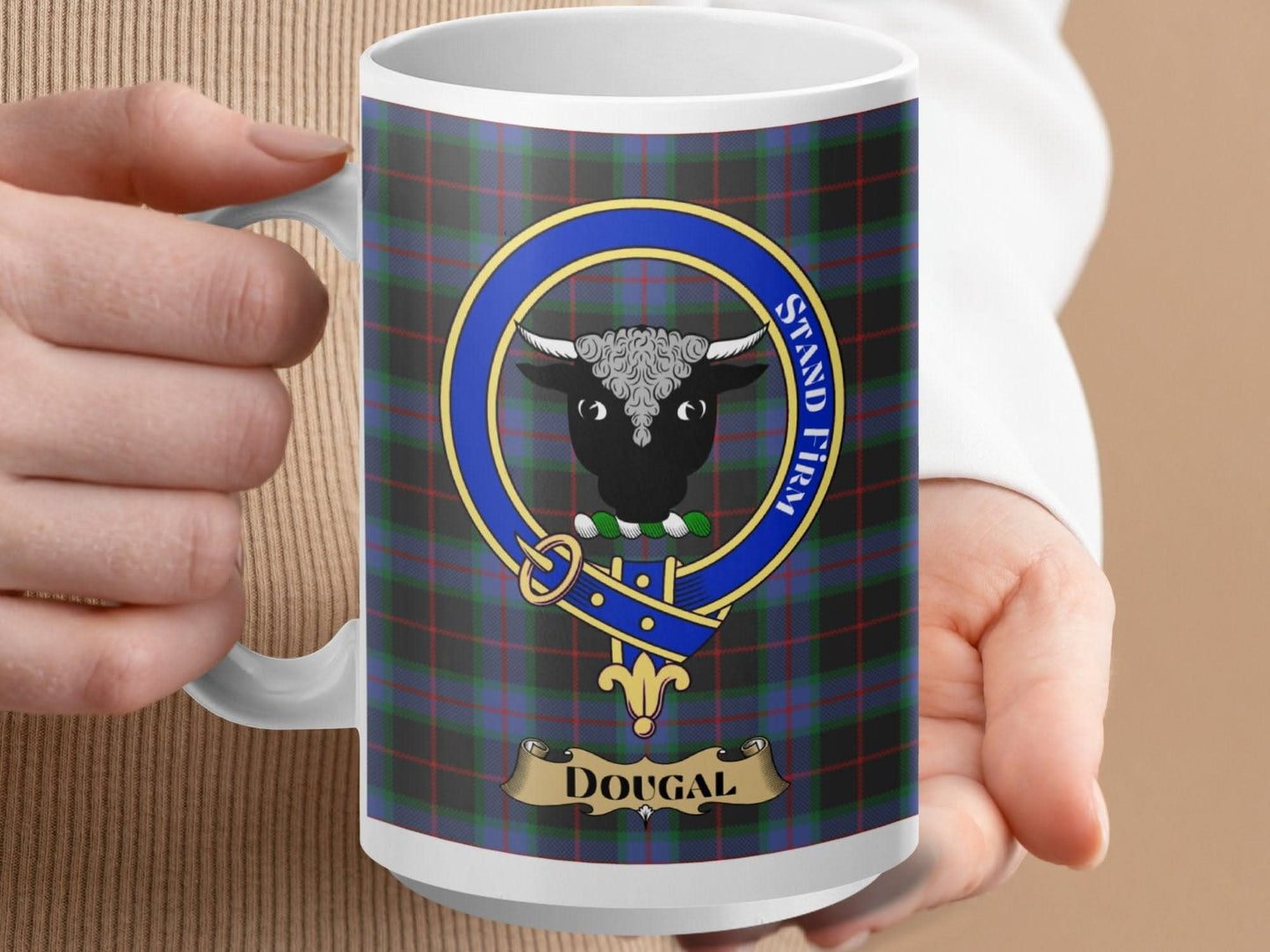 Stand Fast Dougal Cow Tartan Design Mug product
