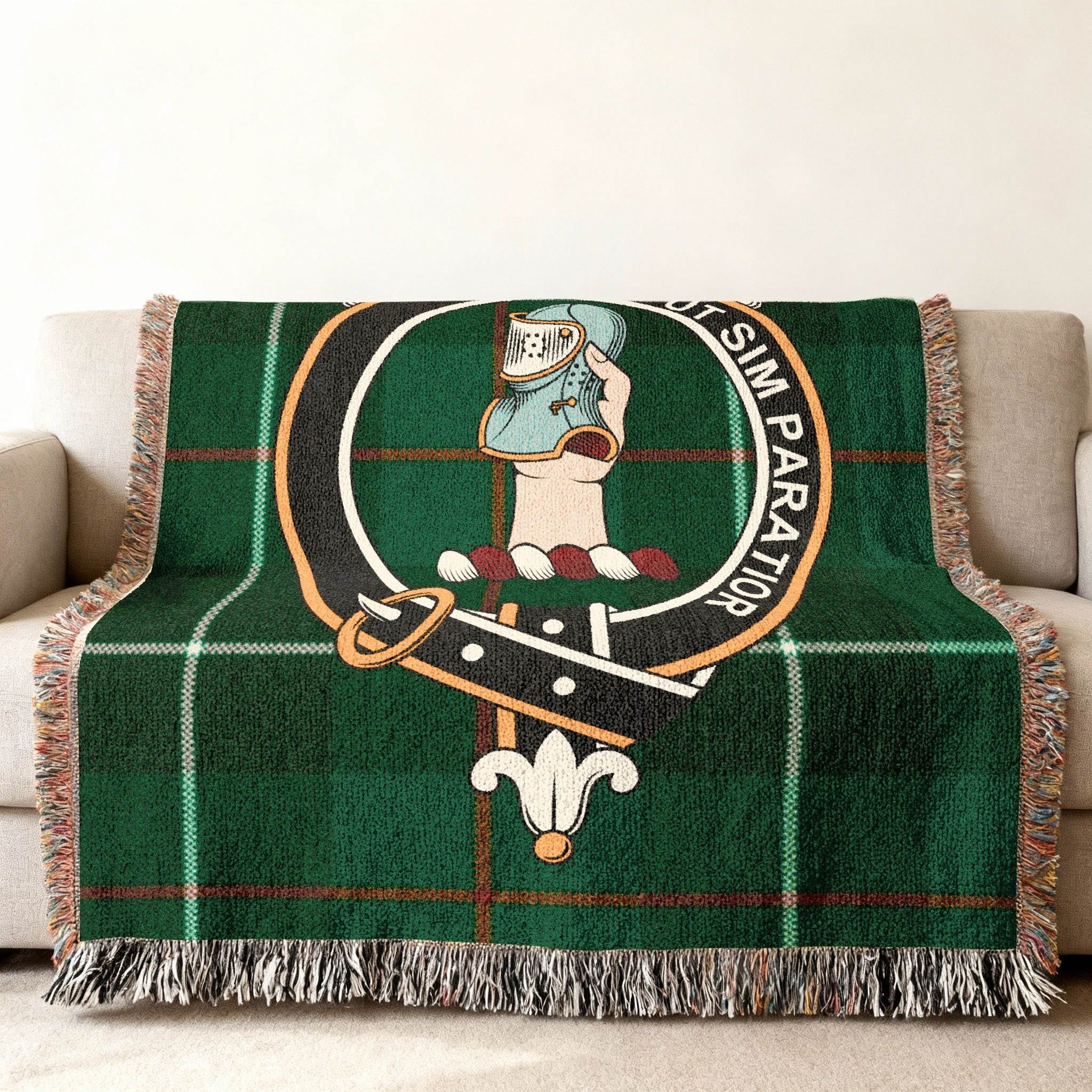 Clan Crest Emblem Scottish Tartan Blanket Throw