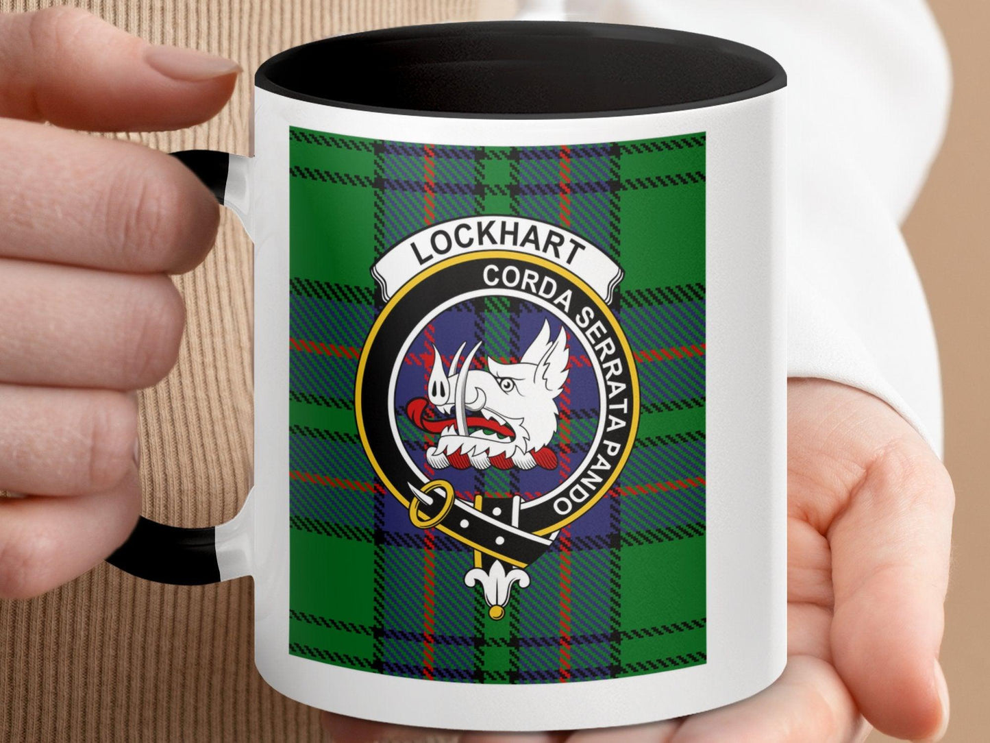 Lockhart Clan Crest Tartan Plaid Scottish Design Mug - Living Stone Gifts