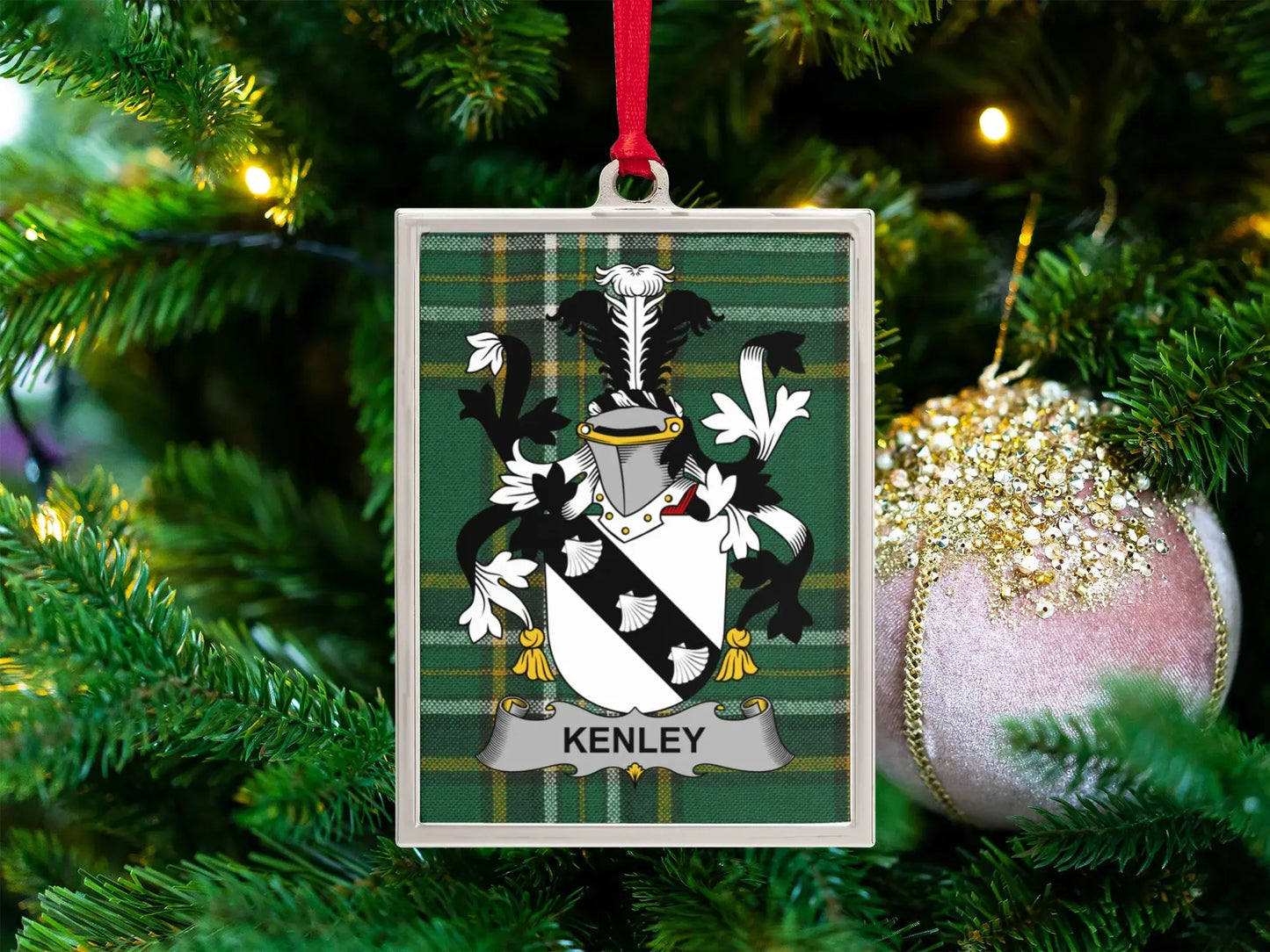 Kenley Family Crest Plaid Christmas Tree Ornament product