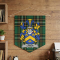 Lynch Irish Family Crest wall pennant against wood paneling