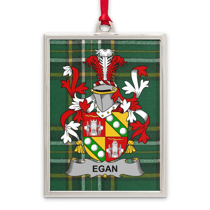 Egan Coat of Arms and Plaid Background Ornament product