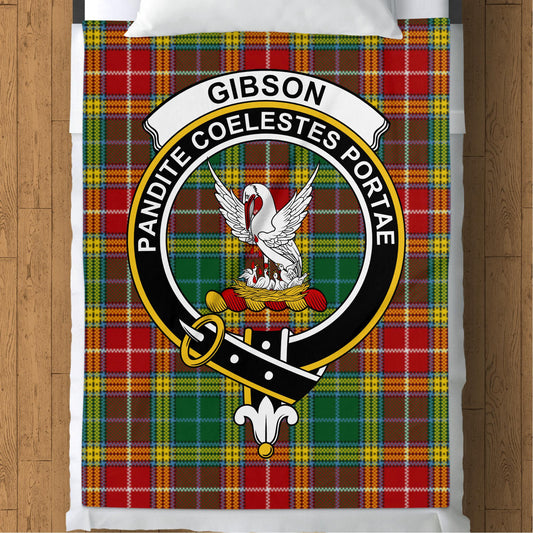 Scottish Clan Gibson Crest Tartan Blanket - Living Stone Gifts