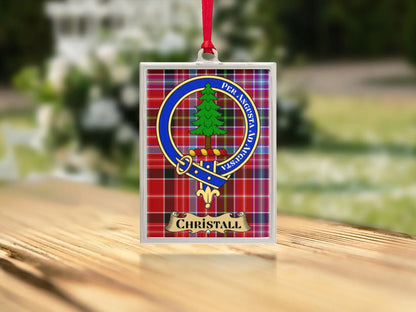 Personalized Red Tartan Plaid Family Crest Ornament product