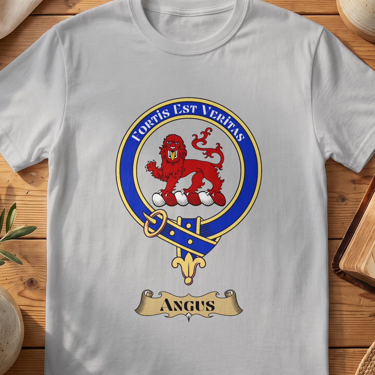 Angus Scottish clan crest T-shirt in Sport Grey