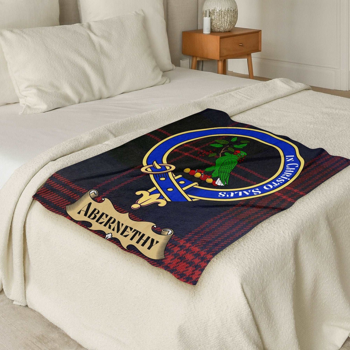 Abernethy Scottish Tartan Crest Throw Blanket - Living Stone Gifts