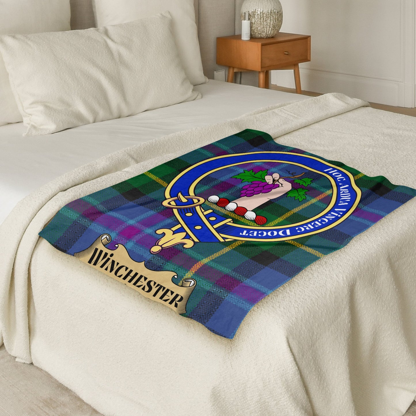 Scottish Clan Winchester Crest Tartan Throw Blanket - Living Stone Gifts