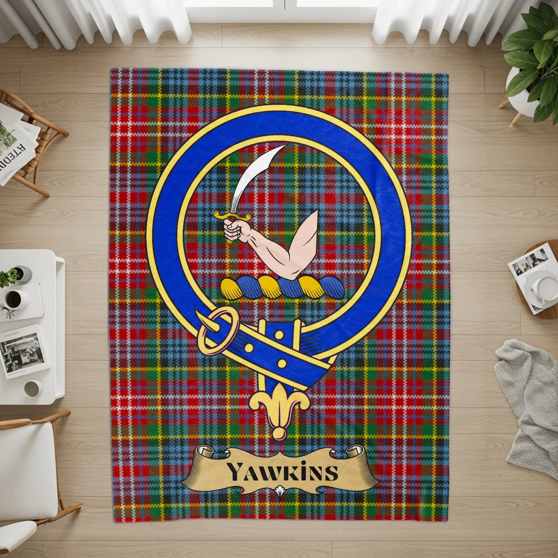 Colorful Tartan Patterned Yawkins Emblem Rug product