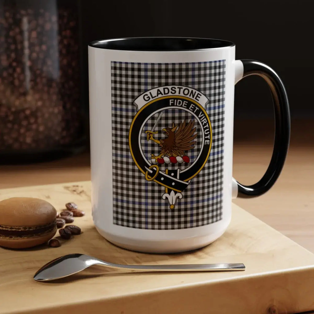 Gladstone Fide Et Virtute Emblem Checkered Mug