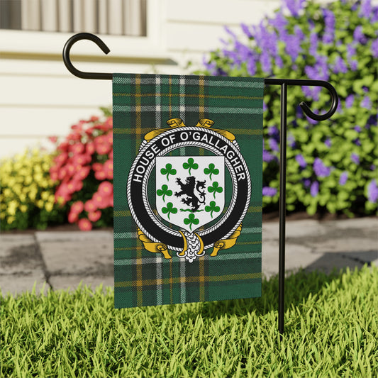 House of O'Gallagher Crest Plaid Garden Flag