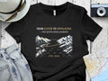 Black t-shirt with "From Ulster to Appalachia" journey graphic and dates.