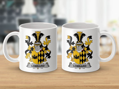 Lombard Surname Irish Family Coat of Arms Mug - Celtic Ancestry Gifts