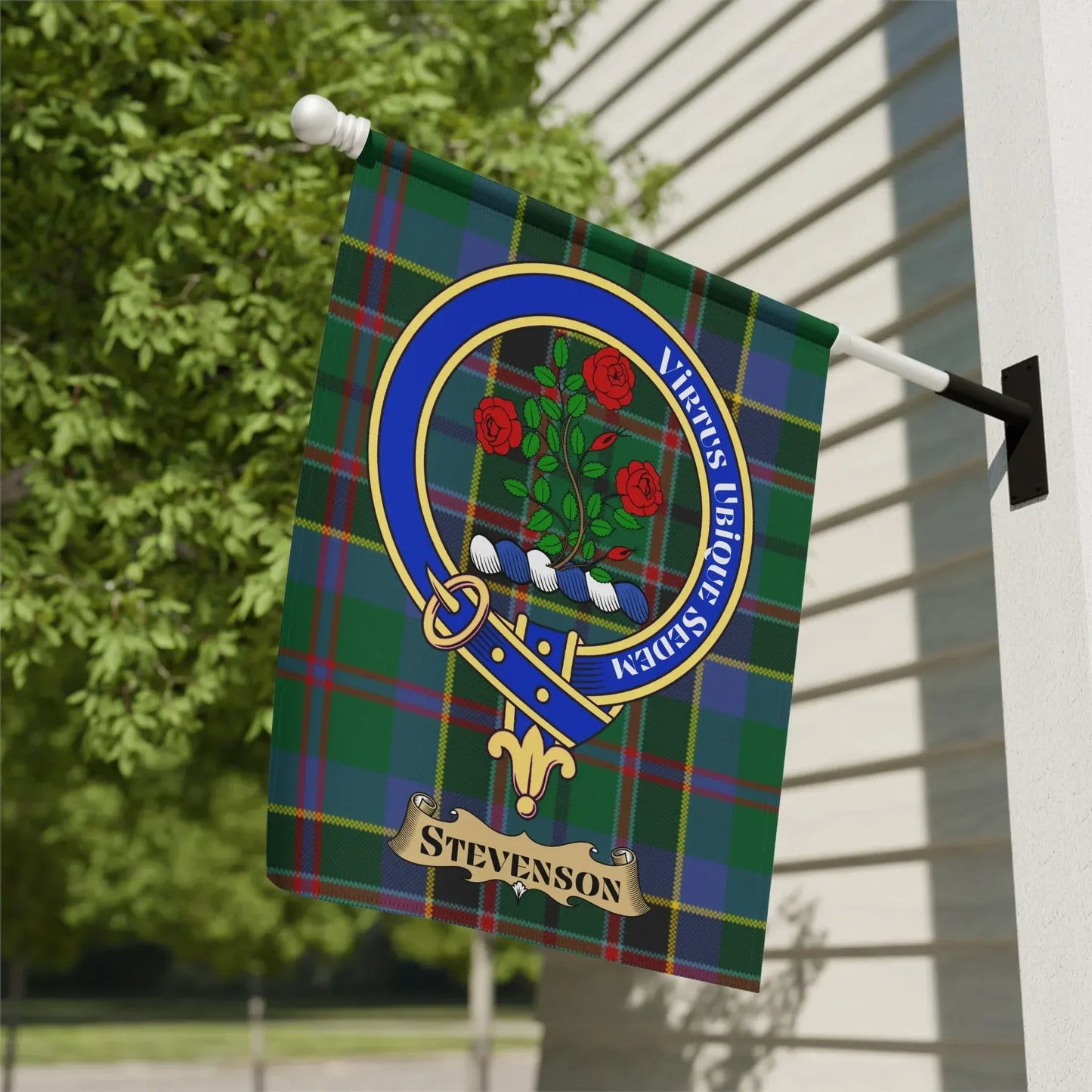 Stevenson Clan Crest Scottish Tartan Garden Flag product