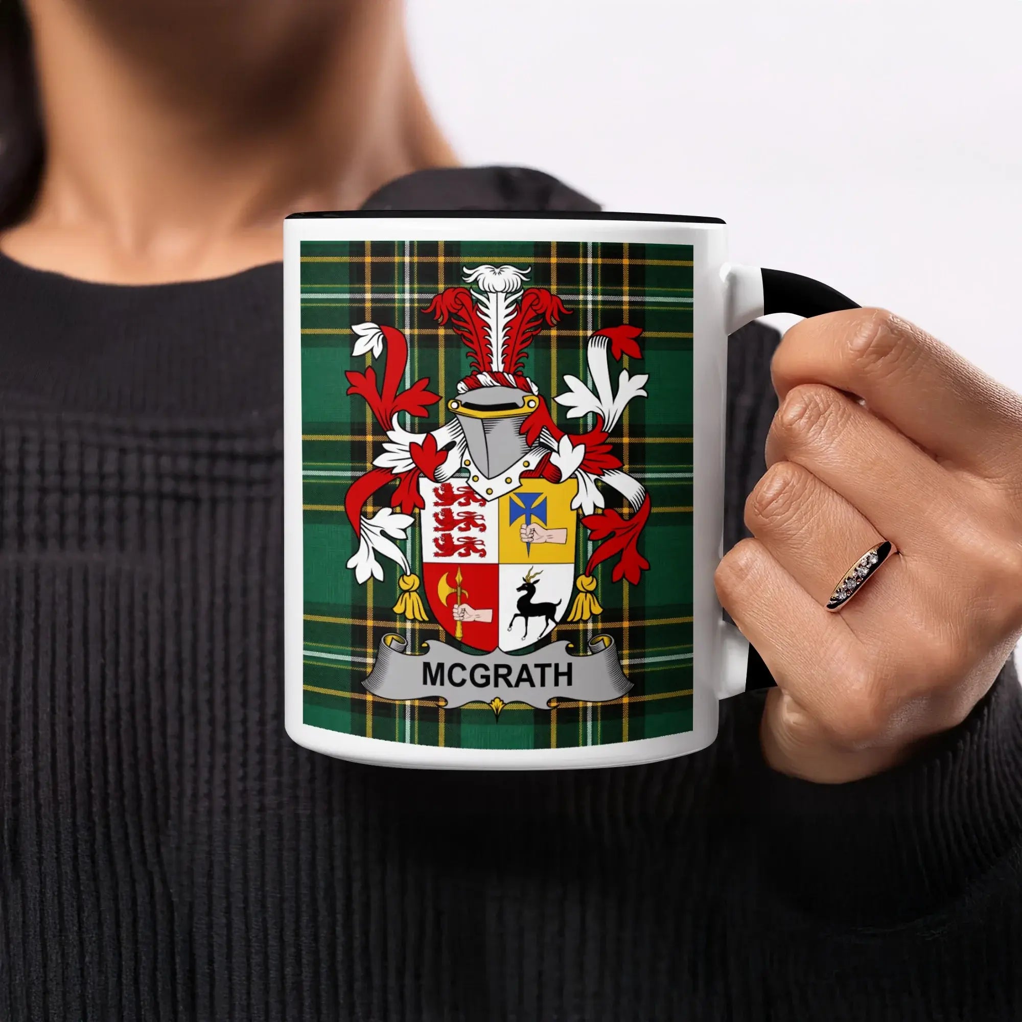 McGrath Irish heritage mug with black handle and interior